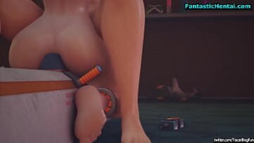 Bridgitte’s Hentai Anime Threesome: يتم تجميع Tracer بالكامل